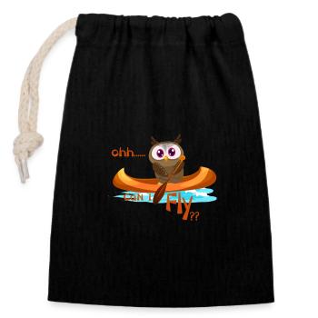 Lustige Kajak Kanu Eule Geschenk Shirt - Sac cadeau en coton avec cordon (14 x 20 cm) - noir - Devant