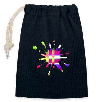 Splashes of colour4 - Closable cotton gift bag (14x20cm) - navy - Front