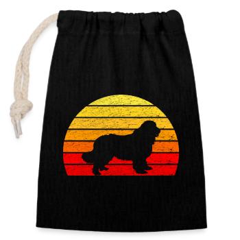 T-shirt Chien Terre-Neuve - Retro Sunrise - Sac cadeau en coton avec cordon (14 x 20 cm) - noir - Devant