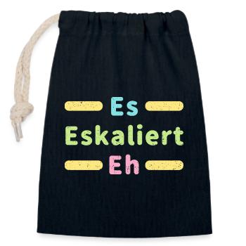 Es Eskaliert Eh lustiger Spuch - Verschließbarer Geschenkbeutel aus Baumwolle (14x20cm) - Navy - Vorne