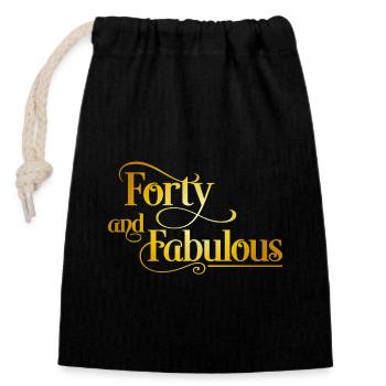 40th birthday - Closable cotton gift bag (14x20cm) - black - Front