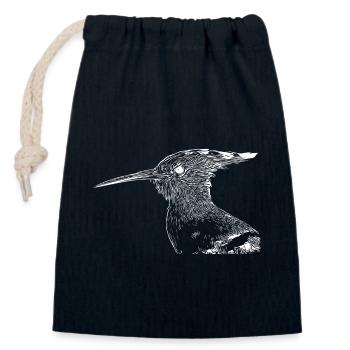 Hoopoe Bird - Sac cadeau en coton avec cordon (14 x 20 cm) - bleu marine - Devant