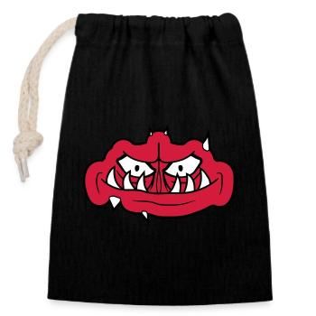 troll face creepy - Closable cotton gift bag (14x20cm) - black - Front