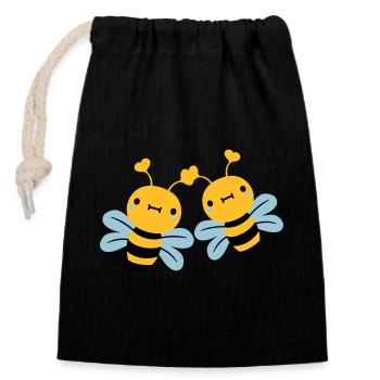 2 friends team couple cute little ones - Closable cotton gift bag (14x20cm) - black - Front