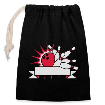 bannière texte champ écrire nom blanc zone bowling - Sac cadeau en coton avec cordon (14 x 20 cm) - noir - Devant