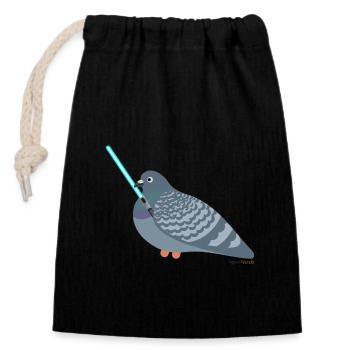 Jedi Pigeon Friend - Taube - Verschließbarer Geschenkbeutel aus Baumwolle (14x20cm) - Schwarz - Vorne