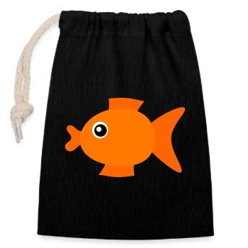 Fisch Shirt Fischmotiv,Angelbekleidung Geschenk - Verschließbarer Geschenkbeutel aus Baumwolle (14x20cm) - Schwarz - Vorne