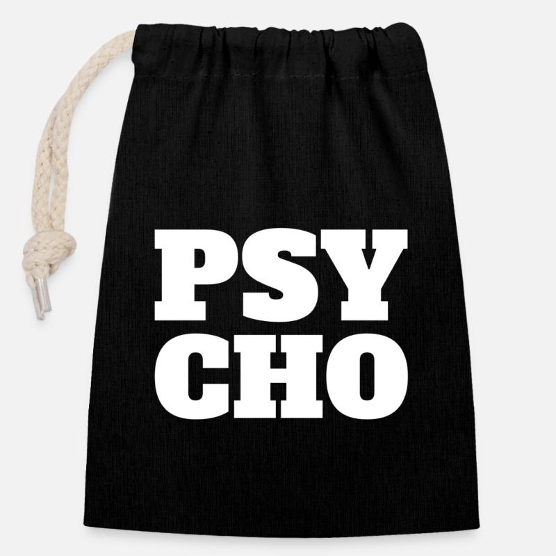 Psycho - Sac cadeau en coton avec cordon (14 x 20 cm) - noir