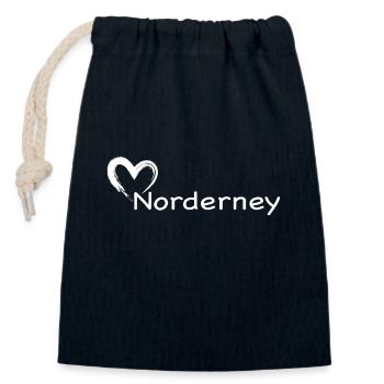 Un cœur pour Norderney - Sac cadeau en coton avec cordon (14 x 20 cm) - bleu marine - Devant