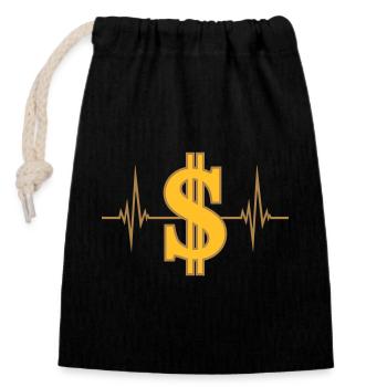 Heartbeat dollar pulse - Closable cotton gift bag (14x20cm) - black - Front