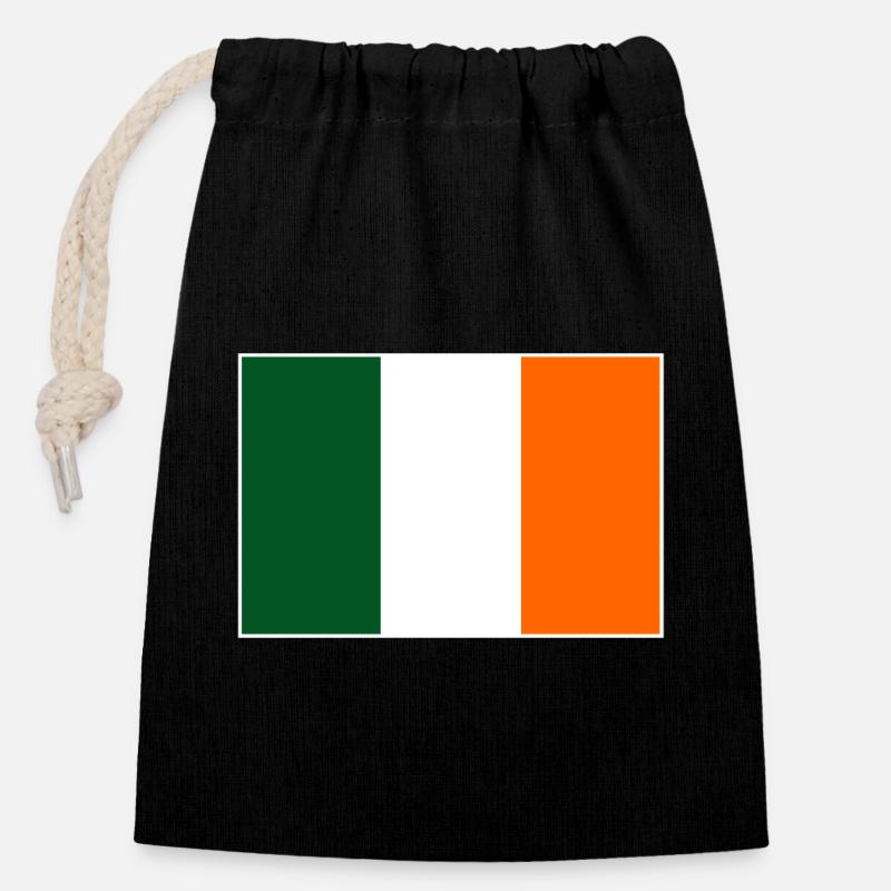 Drapeau de l’Irlande - Sac cadeau en coton avec cordon (14 x 20 cm) - noir