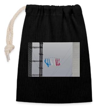 Patrouille de France air meeting - Closable cotton gift bag (14x20cm) - black - Front