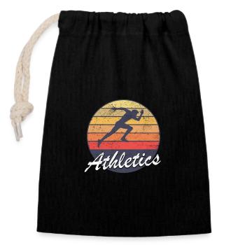 Sunset Athletics Track and field at sunset - Closable cotton gift bag (14x20cm) - black - Front