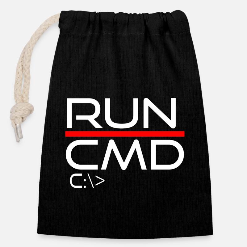 run cmd - Closable cotton gift bag (14x20cm) - black