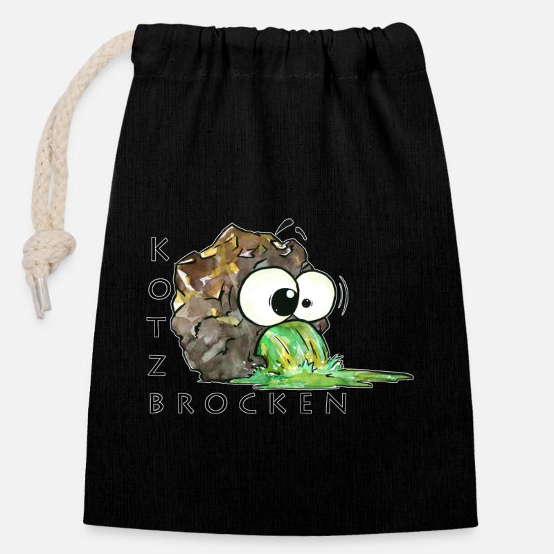 Morceaux de vomi - Sac cadeau en coton avec cordon (14 x 20 cm) - noir