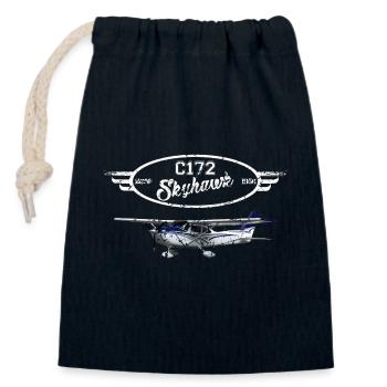 C172 Skyhawk since 1856 Vintage - Verschließbarer Geschenkbeutel aus Baumwolle (14x20cm) - Navy - Vorne