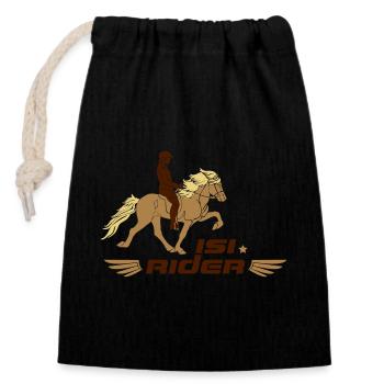 Isi Rider 3 couleurs - Sac cadeau en coton avec cordon (14 x 20 cm) - noir - Devant