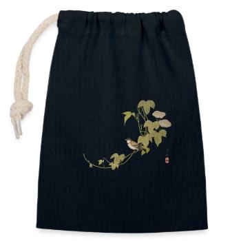 Japanese Print - Closable cotton gift bag (14x20cm) - navy - Front