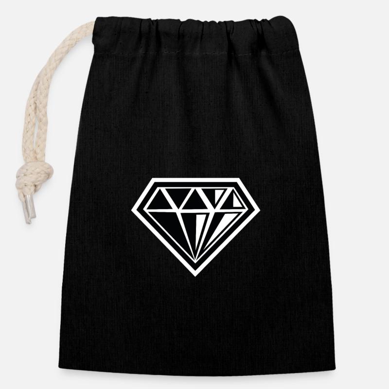 Diamant diamant - Sac cadeau en coton avec cordon (14 x 20 cm) - noir