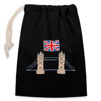 England London Großbritannien Tower Bridge Big Ben - Verschließbarer Geschenkbeutel aus Baumwolle (14x20cm) - Schwarz - Vorne