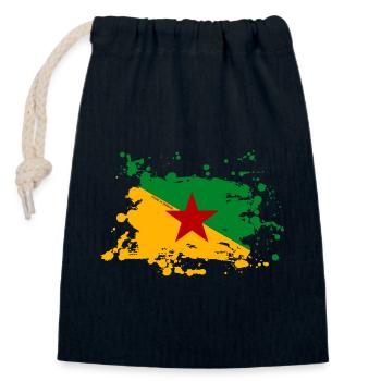 Guyane française - Sac cadeau en coton avec cordon (14 x 20 cm) - bleu marine - Devant