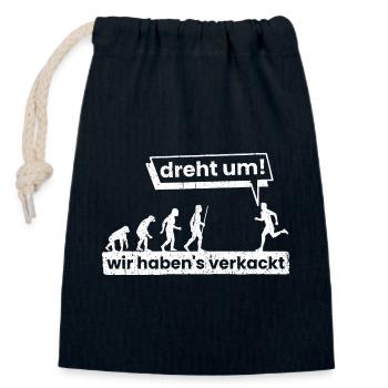 Evolution Menscheit Klima 2020 Kacken Verkackt Fun - Verschließbarer Geschenkbeutel aus Baumwolle (14x20cm) - Navy - Vorne