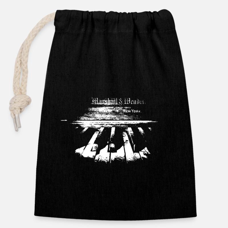 Piano - Closable cotton gift bag (14x20cm) - black