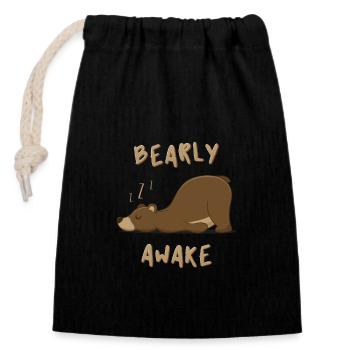 Bearly Awake - Süßer Bär - Verschließbarer Geschenkbeutel aus Baumwolle (14x20cm) - Schwarz - Vorne