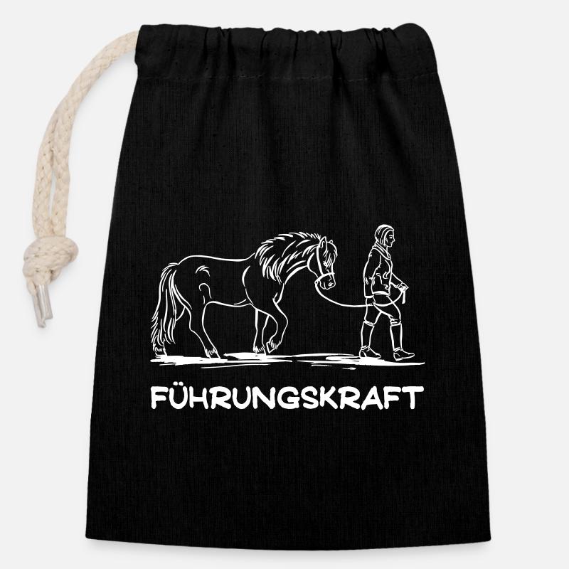Führungskraft Islandpferd - Verschließbarer Geschenkbeutel aus Baumwolle (14x20cm) - Schwarz
