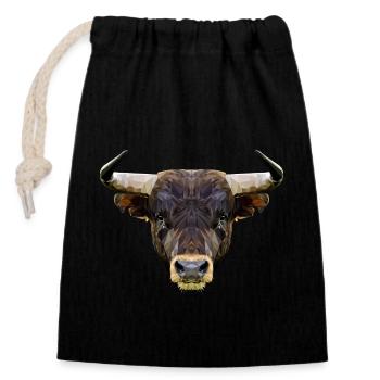 Bull's head - Closable cotton gift bag (14x20cm) - black - Front