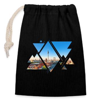 Berlin Deutschland Skyline Fernsehturm Stadt City - Verschließbarer Geschenkbeutel aus Baumwolle (14x20cm) - Schwarz - Vorne