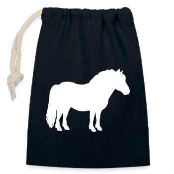Shetty Shetland poney cheval cavalier dames filles - Sac cadeau en coton avec cordon (14 x 20 cm) - bleu marine - Devant