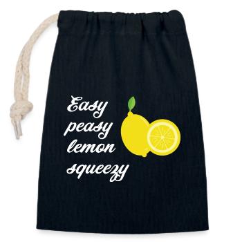 Zitronen mit Spruch Easy peasy lemon squeezy - Verschließbarer Geschenkbeutel aus Baumwolle (14x20cm) - Navy - Vorne