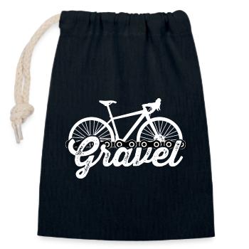 Gravelbike Gravel Vélo de course vélo cadeau rétro - Sac cadeau en coton avec cordon (14 x 20 cm) - bleu marine - Devant
