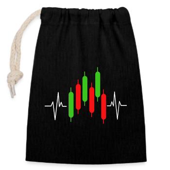 stock exchange - Closable cotton gift bag (14x20cm) - black - Front