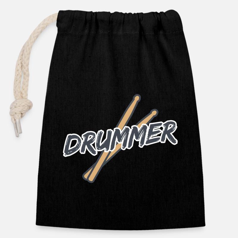 Drummer - Verschließbarer Geschenkbeutel aus Baumwolle (14x20cm) - Schwarz