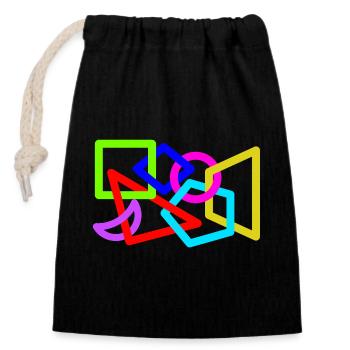 Formes néon entrelacées - Sac cadeau en coton avec cordon (14 x 20 cm) - noir - Devant