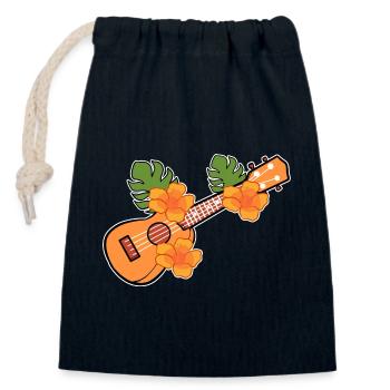 Ukulele - Closable cotton gift bag (14x20cm) - navy - Front