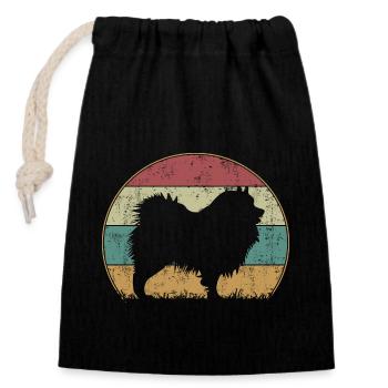 Wolfsspitz Hund Vintage Retro Style Silhouette - Verschließbarer Geschenkbeutel aus Baumwolle (14x20cm) - Schwarz - Vorne
