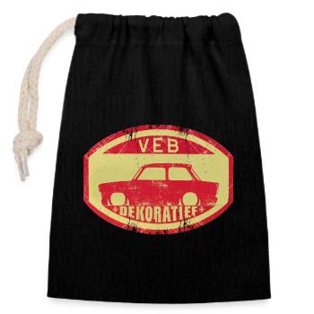  601 - VEB - Decorative - Closable cotton gift bag (14x20cm) - black - Front