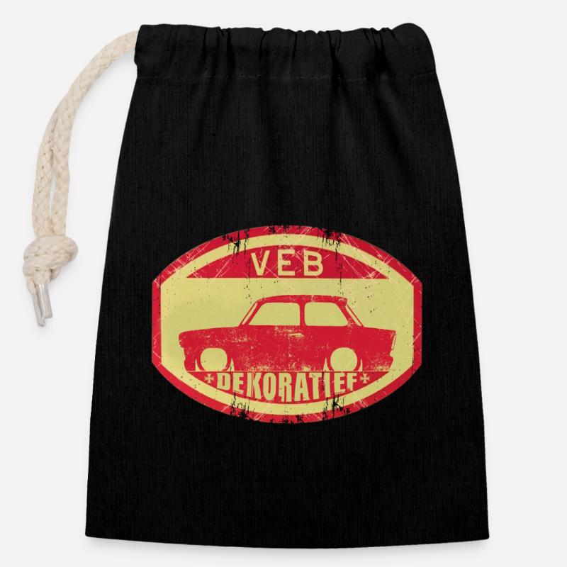  601 - VEB - Dekoratief - Verschließbarer Geschenkbeutel aus Baumwolle (14x20cm) - Schwarz