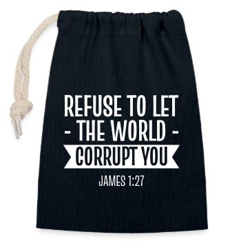 Jésus-Christ Bible Bible vers le christianisme Dieu - Sac cadeau en coton avec cordon (14 x 20 cm) - bleu marine - Devant