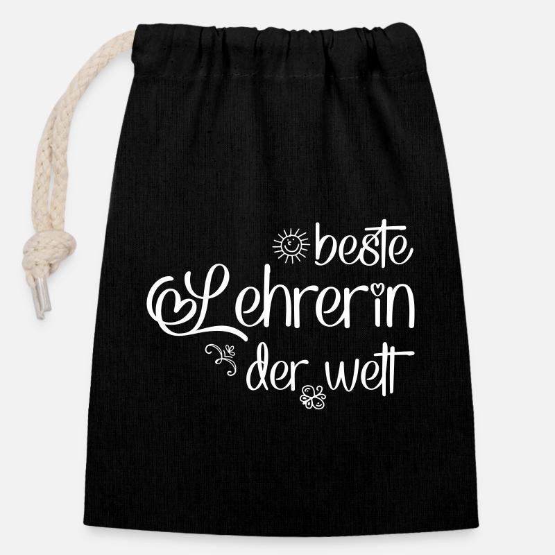 Lehrerin - Verschließbarer Geschenkbeutel aus Baumwolle (14x20cm) - Schwarz