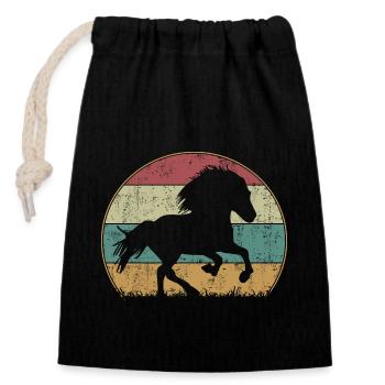 Islandpferd Tölt Retro Vintage Silhouette - Sac cadeau en coton avec cordon (14 x 20 cm) - noir - Devant