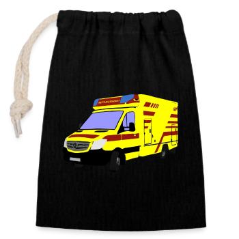 RTW Rettungsdienst Krankenwagen Einsatz Alarm KTW - Verschließbarer Geschenkbeutel aus Baumwolle (14x20cm) - Schwarz - Vorne