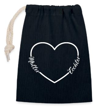 Mère Fille coeur amour fête des mères - Sac cadeau en coton avec cordon (14 x 20 cm) - bleu marine - Devant