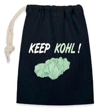 Keep Kohl, Spruch Garten Gärtner Landwirt Vegan - Verschließbarer Geschenkbeutel aus Baumwolle (14x20cm) - Navy - Vorne