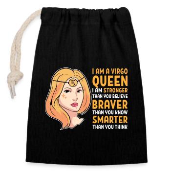 Zodiac Virgo - Closable cotton gift bag (14x20cm) - black - Front