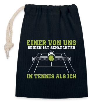 Witziger Tennis Spruch | Spieler Trainer Geschenke - Verschließbarer Geschenkbeutel aus Baumwolle (14x20cm) - Navy - Vorne