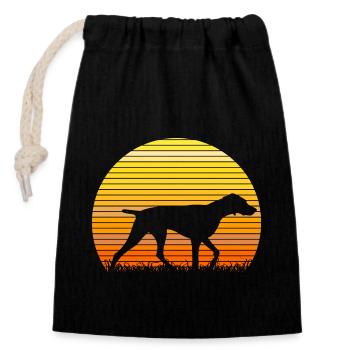 German Shorthaired Pointer Sunrise - Closable cotton gift bag (14x20cm) - black - Front